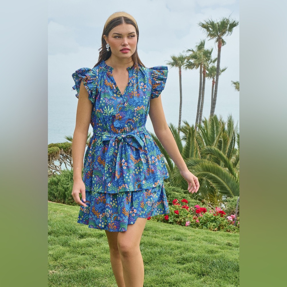 Anthropologie Sugarlips Ruya Floral Marisol Tiered Mini Dress XS
